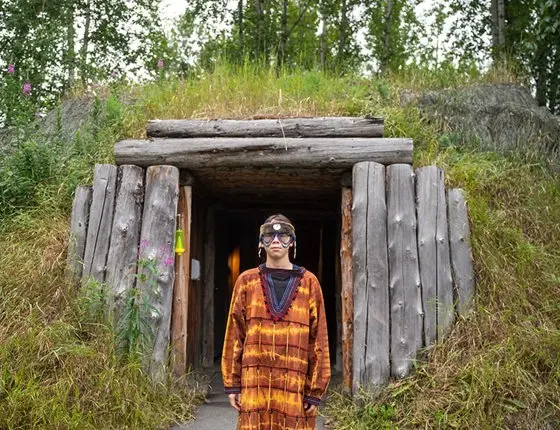 person standing in front of a door